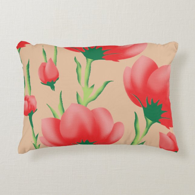 Coussin de jeté floral rose pâle (Devant)