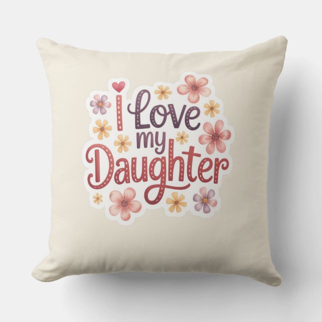 Coussin de jeté 'J'aime ma fille' (Recto)