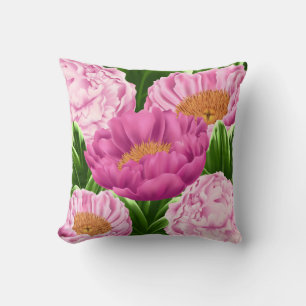 Coussin de jeté Jolies pivoines roses