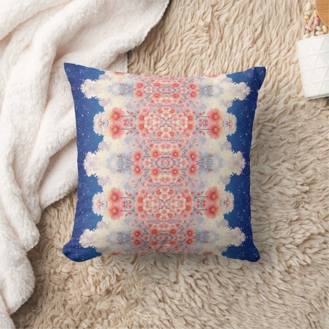 Coussin de jeté mandala floral céleste (Couverture)