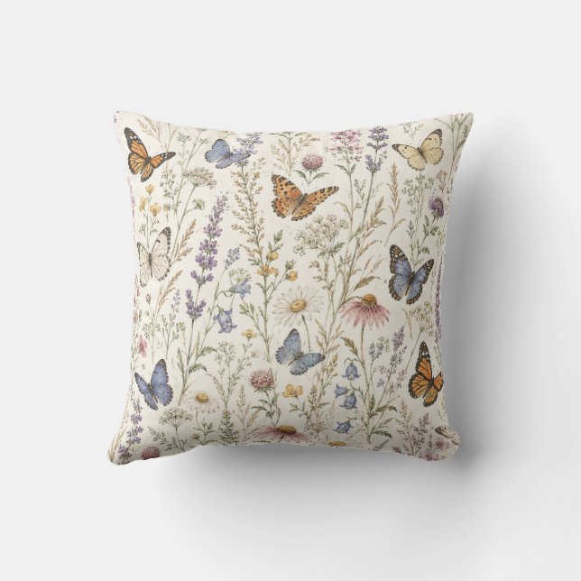 Coussin de jeté pour amoureux de papillons, botani (Verso)