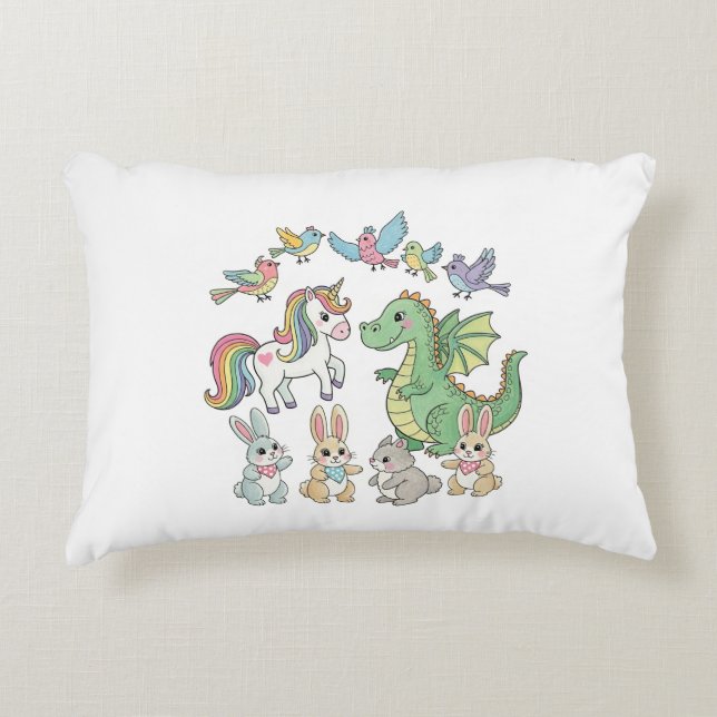 Coussin de jeté pour enfants en forme de licorne d (Devant)