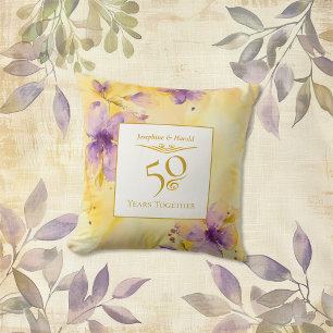 Coussin de jeté pour les 50 ans de mariage Violets