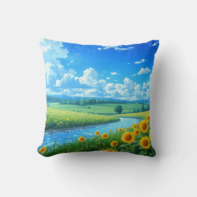 Coussin de jeté Prairie Ensoleillée (Recto)