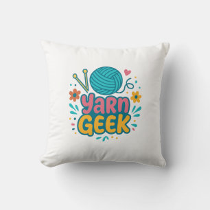 Coussin de jeté tricot Geektout le fil