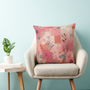 Coussin de jetée en collage Blushing Bloom