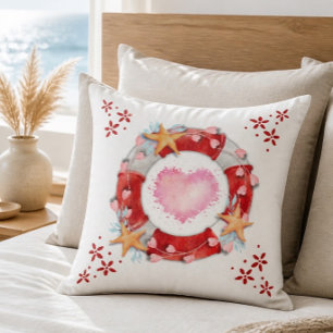 Coussin de jetée Life Preserver & Hearts pour la S