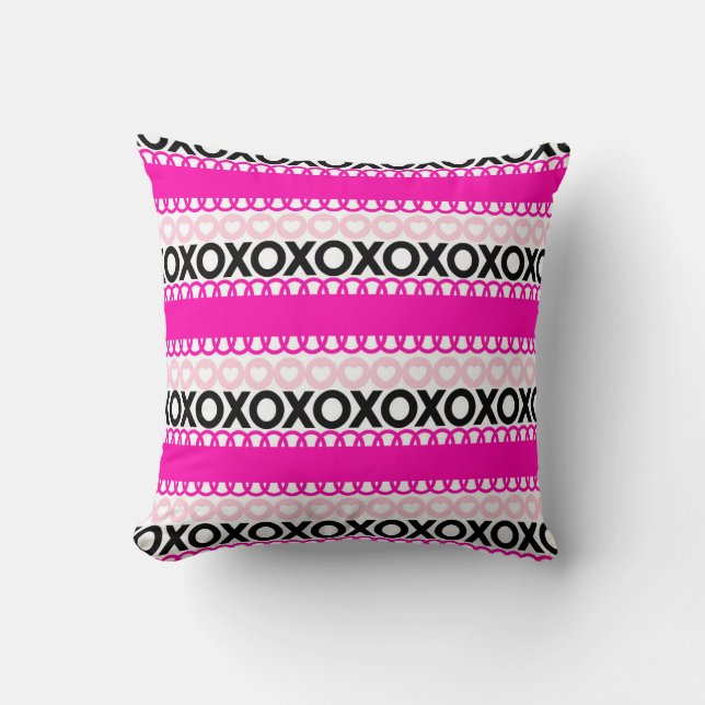 Coussin de jetée Saint Valentin rose chaud (Recto)