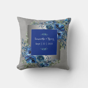 Coussin de jetée Silver & Blue Petal Symphony