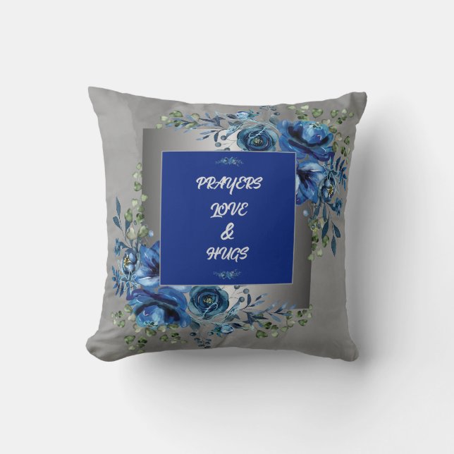 Coussin de jetée Silver & Blue Petal Symphony (Recto)