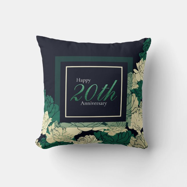 Coussin de jeter anniversaire 50 ans vert émeraude (Recto)