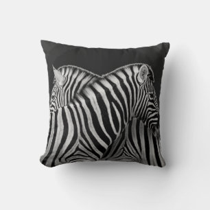 Coussin de jeture rayé noir et blanc Zèbre