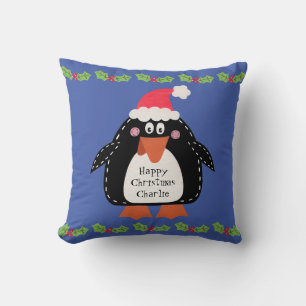Coussin de Jeu de Pingouin de Noël personnalisé