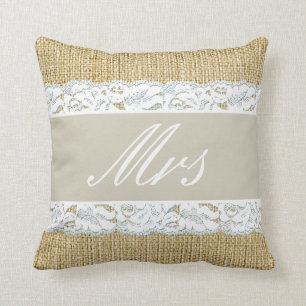 Coussin de jeune mariée de toile de jute de Faux