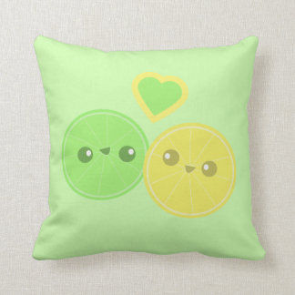 Coussin de Kawaii de coeur de chaux de citron
