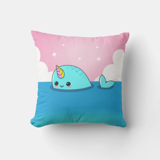 Coussin de Kawaii Narwhal (Recto)