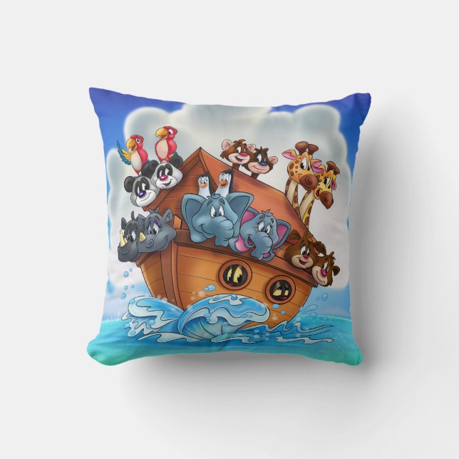 Coussin de la bande dessinée de l'arche de Noé (Recto)