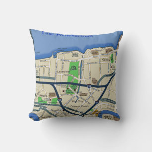 Coussin de la carte de la ville médiane de la Nouv