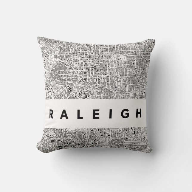 Coussin de la carte de Raleigh (Recto)