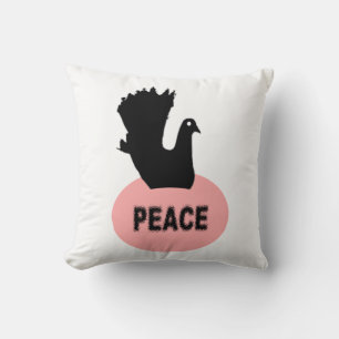 Coussin de la colombe de paix noire et rose