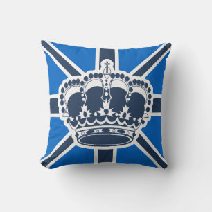 Coussin de la Couronne bleu et blanc