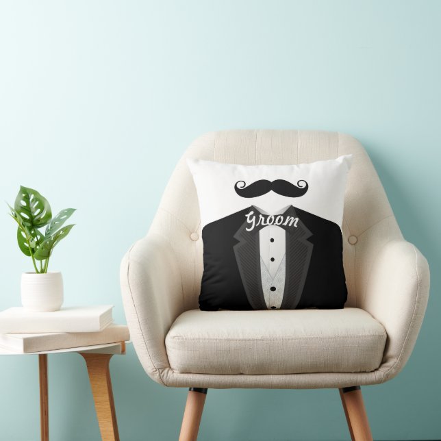 Coussin de la Cravate noire Mustache Tuxedo de Gro (Chaise)