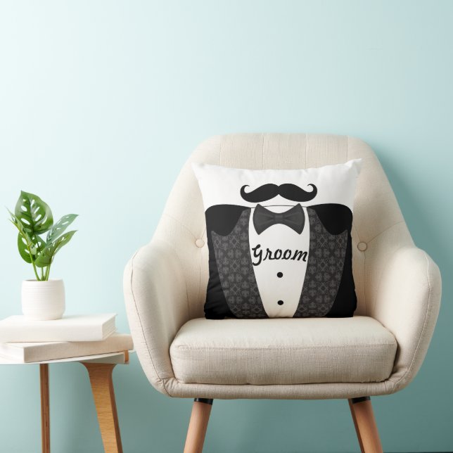 Coussin de la Cravate noire Mustache Tuxedo de Gro (Chaise)