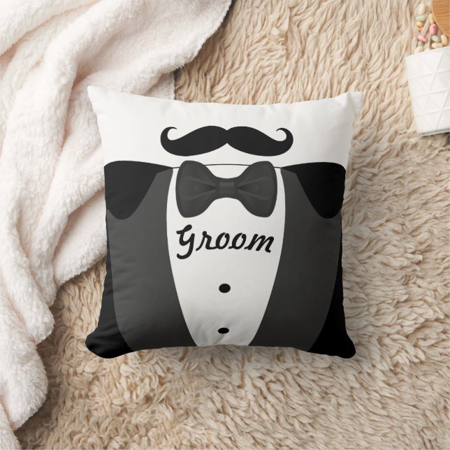 Coussin de la Cravate noire Mustache Tuxedo de Gro (Couverture)