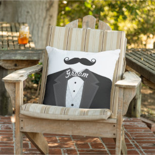 Coussin de la Cravate noire Mustache Tuxedo de Gro