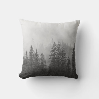 Coussin De La Forêt De Pins Noir Et Blanc