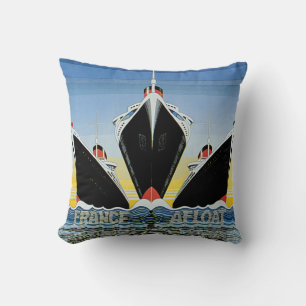 Coussin De la France ligne française affiche à flot -