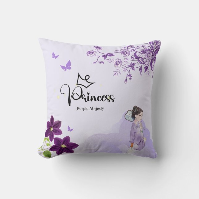 Coussin de la princesse pourpre - Nuages et fleurs (Recto)
