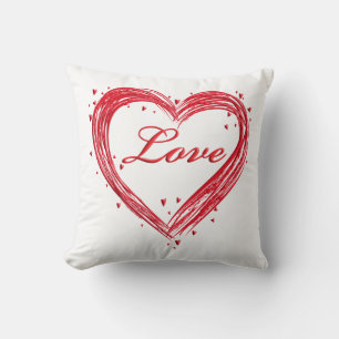 Coussin de la Saint Valentin rouge et blanc