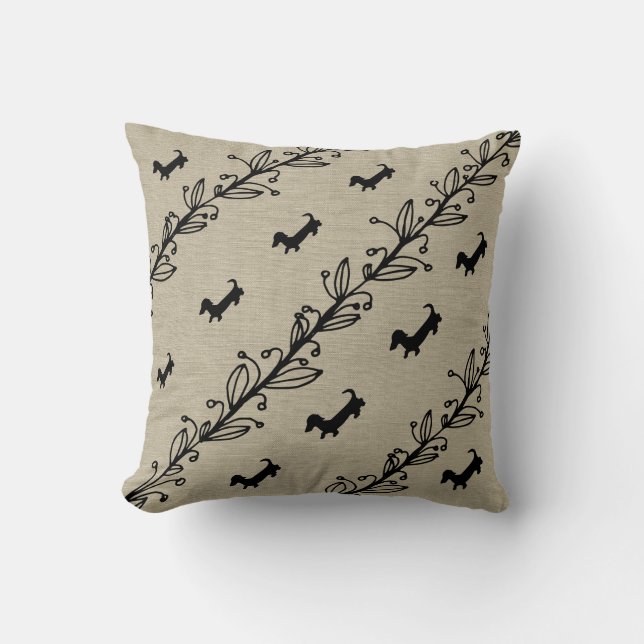Coussin de la silhouette de Dachshund Fleurs à mai (Recto)