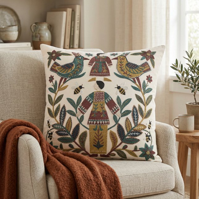 Coussin de lancer à motifs floraux modernes abstra (Créateur téléchargé)