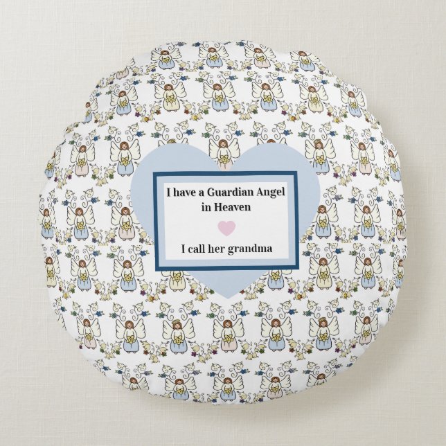 Coussin de lancer Ange Gardien, Rond (Devant)