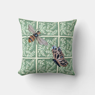 Coussin de lancer avec feuillage vert et pollinisa