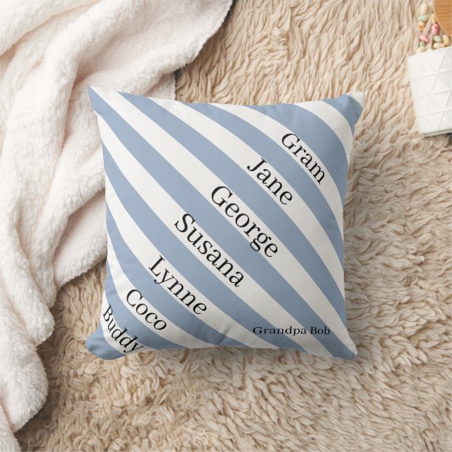 Coussin de lancer bleu et blanc rayé grand-père  (Couverture)