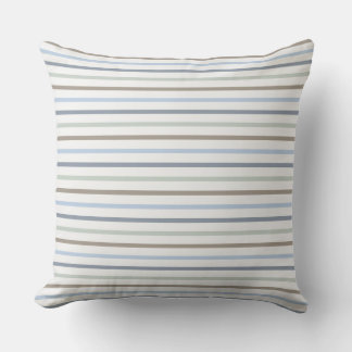 Coussin de lancer bohème bleu et marron à rayures 