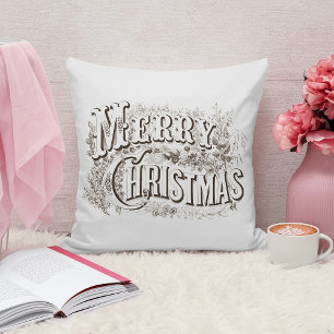 Coussin de lancer carte de Noël vintage joyeux Noë