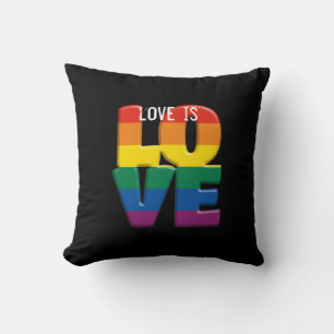 coussin de lancer d'amour arc-en-ciel