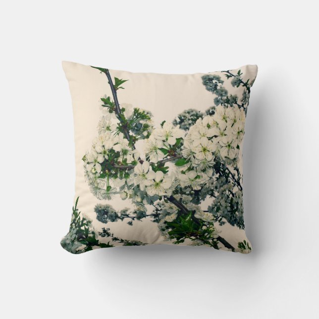 coussin de lancer de branche de fleurs de cerisier (Recto)