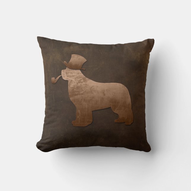 Coussin de lancer de chien Terre-Neuve Steampunk (Recto)