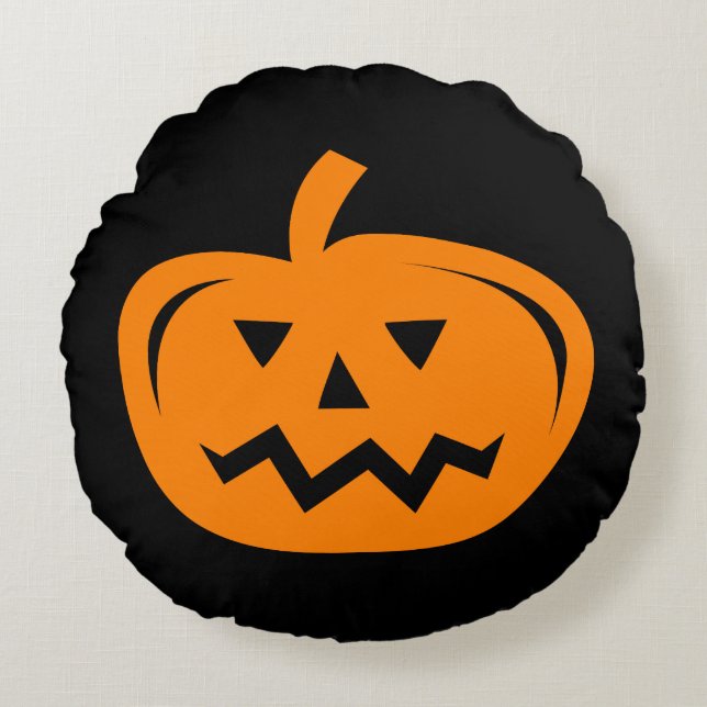 Coussin de lancer de citrouille Halloween noir et  (Devant)