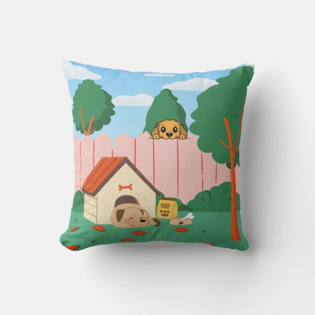 Coussin de lancer de cour de chiots paisibles (Recto)