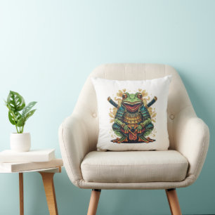 Coussin de lancer de guerrier grenouille samouraï