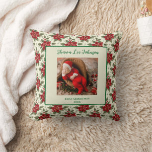 Coussin de Lancer de Photo pour le Premier Noël de