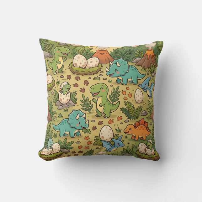Coussin de lancer d'œuf de dinosaure – Motif jungl (Recto)