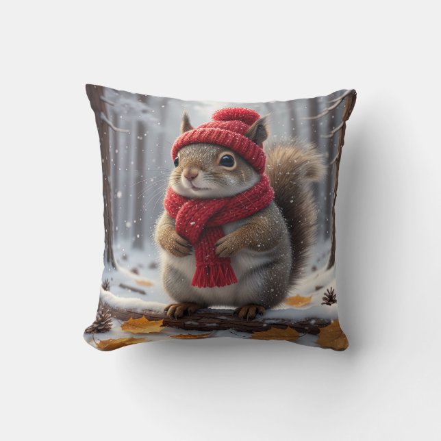 Coussin de lancer écureuil d'hiver (Recto)