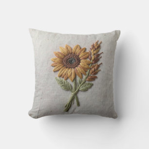 Coussin de lancer en broderie de blé de tournesol